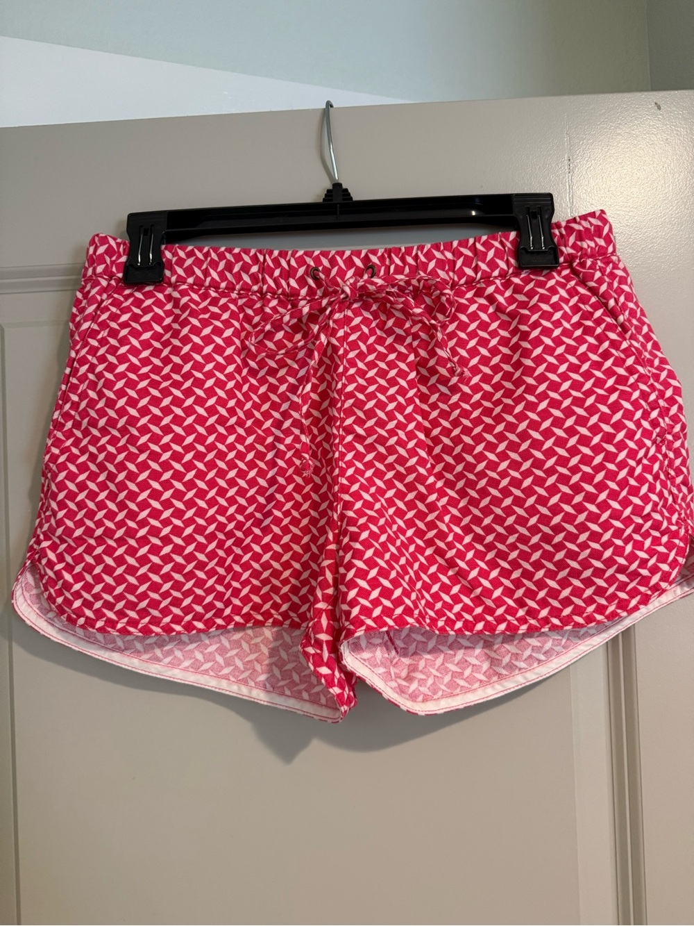J. Crew Pink and White Geometric Drawstring Shorts